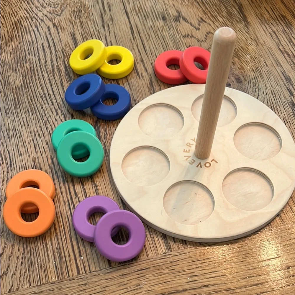 LOVEVERY Rainbow Colorful Wooden Stacking Toy